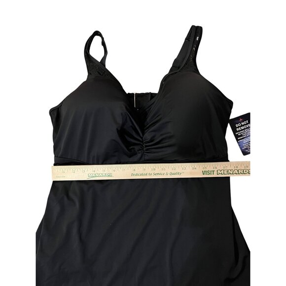 Swimsuits for All Tankini Top Womens 44F NEW Black Crochet Underwire - Picture 9 of 16